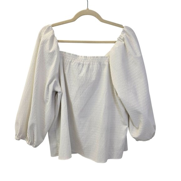 Elizabeth and James Textured Puff Sleeve Square Neck Top Size XL - Picture 2 of 7